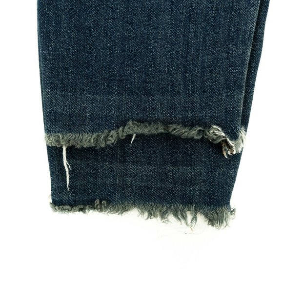 🥳HP🥳Free People Frayed Hem & Knees Blue Jeans Gold Zipper - Picture 7 of 7